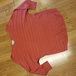 Market and Spruce coral cable knit silk/cashmere sweater XS